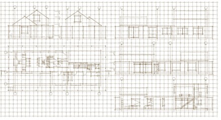 house architectural project sketch 3d illustration