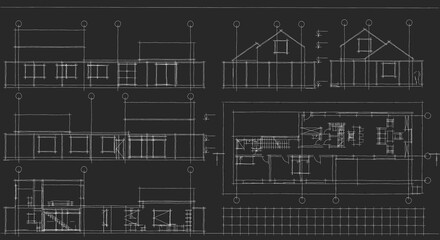 house architectural project sketch 3d illustration