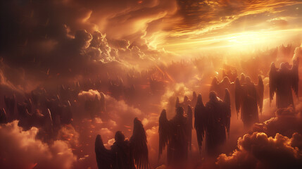 heavenly angelic army prepare for an apocalyptic war