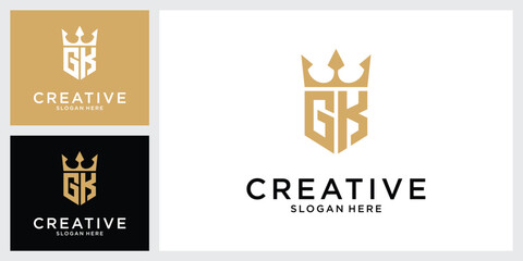 GK or KG initial letter logo design with crown icon vector.