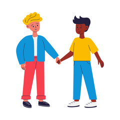 Two men holding hands. Pride Month