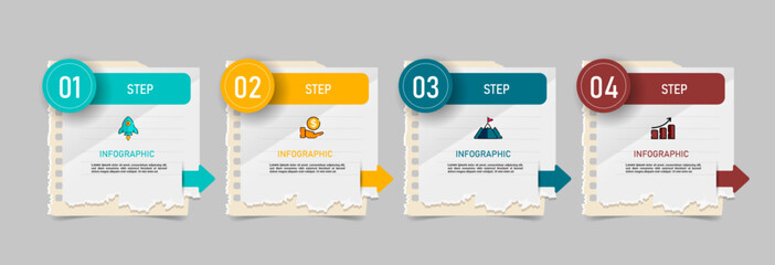 Presentation business infographic with 4 steps template vector.	