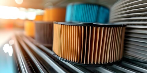 Comparison between new and old car air filters on car chassis. Concept Car Air Filters, Old vs New, Maintenance Tips, Engine Performance, Vehicle Chassis