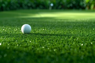 Golf ball ready for drive  symbol of serenity and preparation in summer olympic games sport