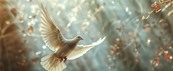 Winged dove with copy space, a representation of the New Testame