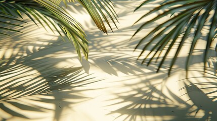 Obraz premium palm trees dancing on a creamy white surface, epitomizing minimalistic and modern design elements, complete with clean lines and ambient lighting.