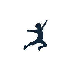 happy jumping boy logo vector illustration template design