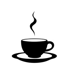 Obraz premium A black and white coffee cup with steam rising from it