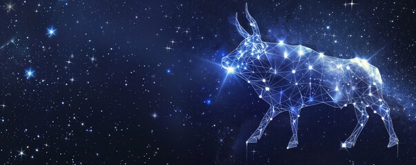 Striking image of Taurus the bull constellation in a starry night sky