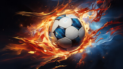 Naklejka premium soccer ball colorful fire illustration 