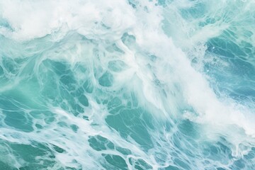 Fototapeta premium Stunning aerial view of crystalline ocean waves texture with vibrant turquoise color and organic swirling patterns, creating a tranquil and serene natural background