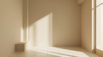 Fototapeta premium minimal room interior, beige and white walls --ar 16:9 Job ID: 9a6c221a-5997-4177-ab40-2f2940e51231