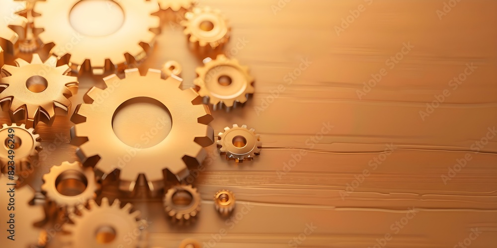 Aufkleber teamwork symbolized by assembling gears for efficient business processes and collaboration. concept 