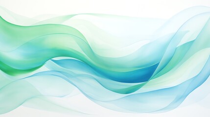 Abstract watercolor waves in shades of blue and green,
