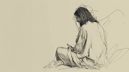 Fototapeta premium Jesus' Message of Repentance and Forgiveness, Biblical Illustration of Grace and Redemption, Ideal for Religious article