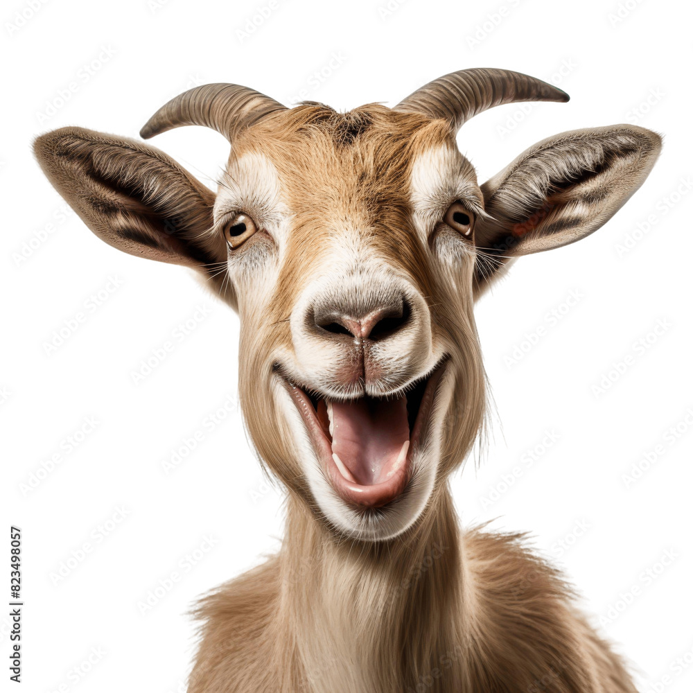 Wall mural a laughing goat with a transparent background