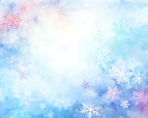 Soft watercolor snowflakes on a gradient background,