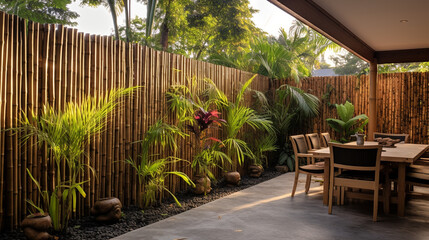 Obraz premium Bamboo fencing wrapping around the outdoor space