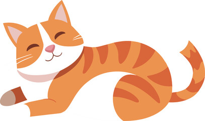 chill cat lie down illustration isolated