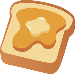 Bread toast with butter and honey, watercolor illustration on white background isolated