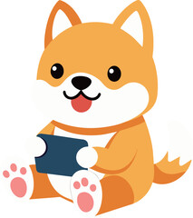 kawaii dog playing game sticker