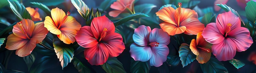 Hibiscus A 3d drawing illustration illustration illustration of a Hibiscus plant with its large, colorful blossoms