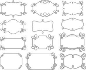 set of isolated decorative borders. collection of rope frames