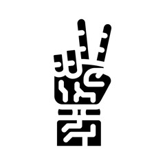 peace robot hand gesture glyph icon vector. peace robot hand gesture sign. isolated symbol illustration