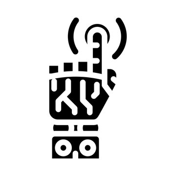 pointer robot hand gesture glyph icon vector. pointer robot hand gesture sign. isolated symbol illustration
