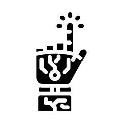 press click robot hand gesture glyph icon vector. press click robot hand gesture sign. isolated symbol illustration