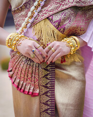 Pretty Asian women in traditional Thai dress. Beautiful traditional Thai dresses by Asian Buddhists...