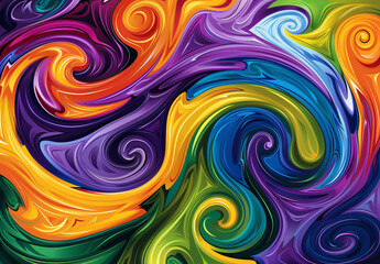 Abstract Colorful Swirls of Paint in Vibrant Cartoon Style