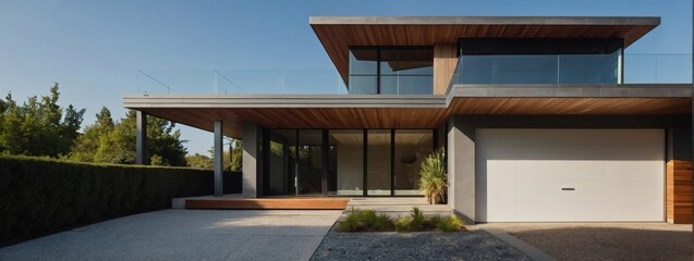 Modern architectural gem boasting a garage