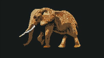 A sophisticated illustration of an elephant designed with golden dots on a black background, emphasizing elegance and minimalism.