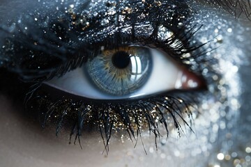 Digital artwork of  eye with eyeshades and a deep black mascara, high quality, high resolution