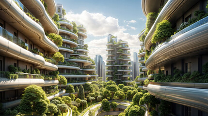 Futuristic city skyline created with Generative AI technology