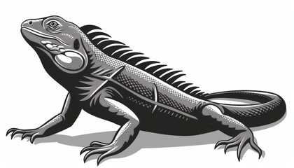 Fototapeta premium The iguana is a large, lizard-like reptile that is native to tropical and subtropical areas of Central and South America. Iguanas are popular pets and are often kept in terrariums.