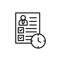 Attendance system outline icons, minimalist vector illustration ,simple transparent graphic element .Isolated on white background