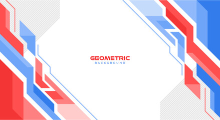 Red and blue flat geometric tech background