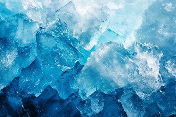 Blue ice background. Pieces of ice on blue background.
