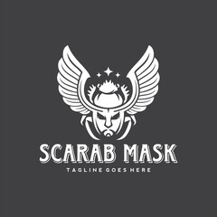 Scarab and Mask Logo Design Vector Image
