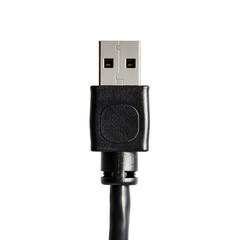 Black USB Cable on Transparent Background