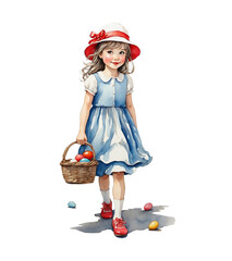 little girl with Easter eggs
