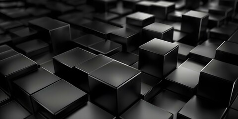 Highquality isometric view of black cubes pattern professional photography background. Concept Isometric View, Black Cubes Pattern, High-Quality Photography, Professional Background