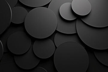 Abstract arrangement of overlapping dark circular shapes in various sizes creating a layered effect
