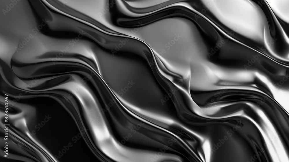 Poster abstract black wave-like texture. smooth, flowing, metallic surface creating a modern and sleek visu