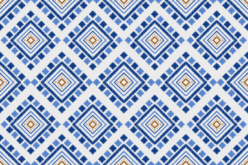 Hand drawn geometric ikat oriental ethnic seamless pattern traditional on background. Design for ikat pattern  carpet, wallpaper, clothing, wrapping, batik, ikat fabric, illustration embroidery style.