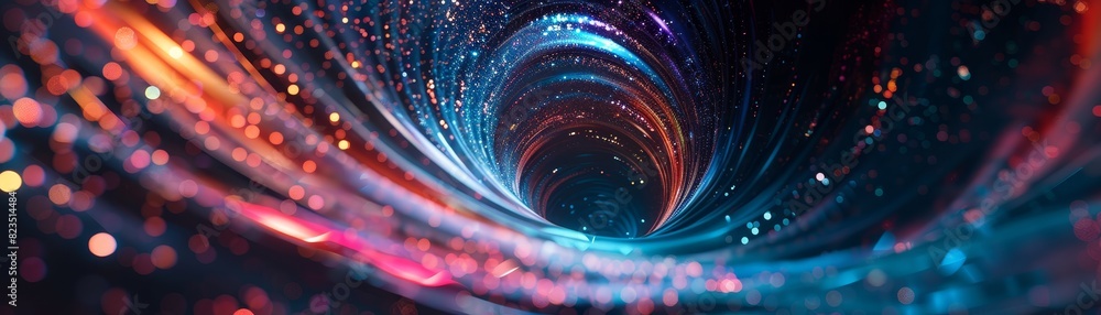 Aufkleber abstract digital art featuring a colorful vortex, showcasing swirling patterns of light and energy i