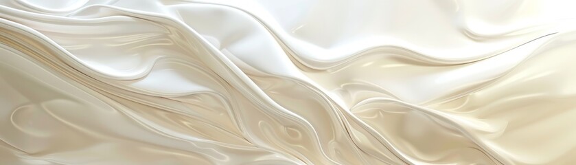 Fototapeta premium Elegant flowing white silk fabric texture with soft and smooth folds, perfect for backgrounds, presentations, or design projects.