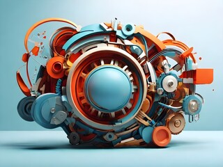 Digital 3D Render Abstract Mechanical Background